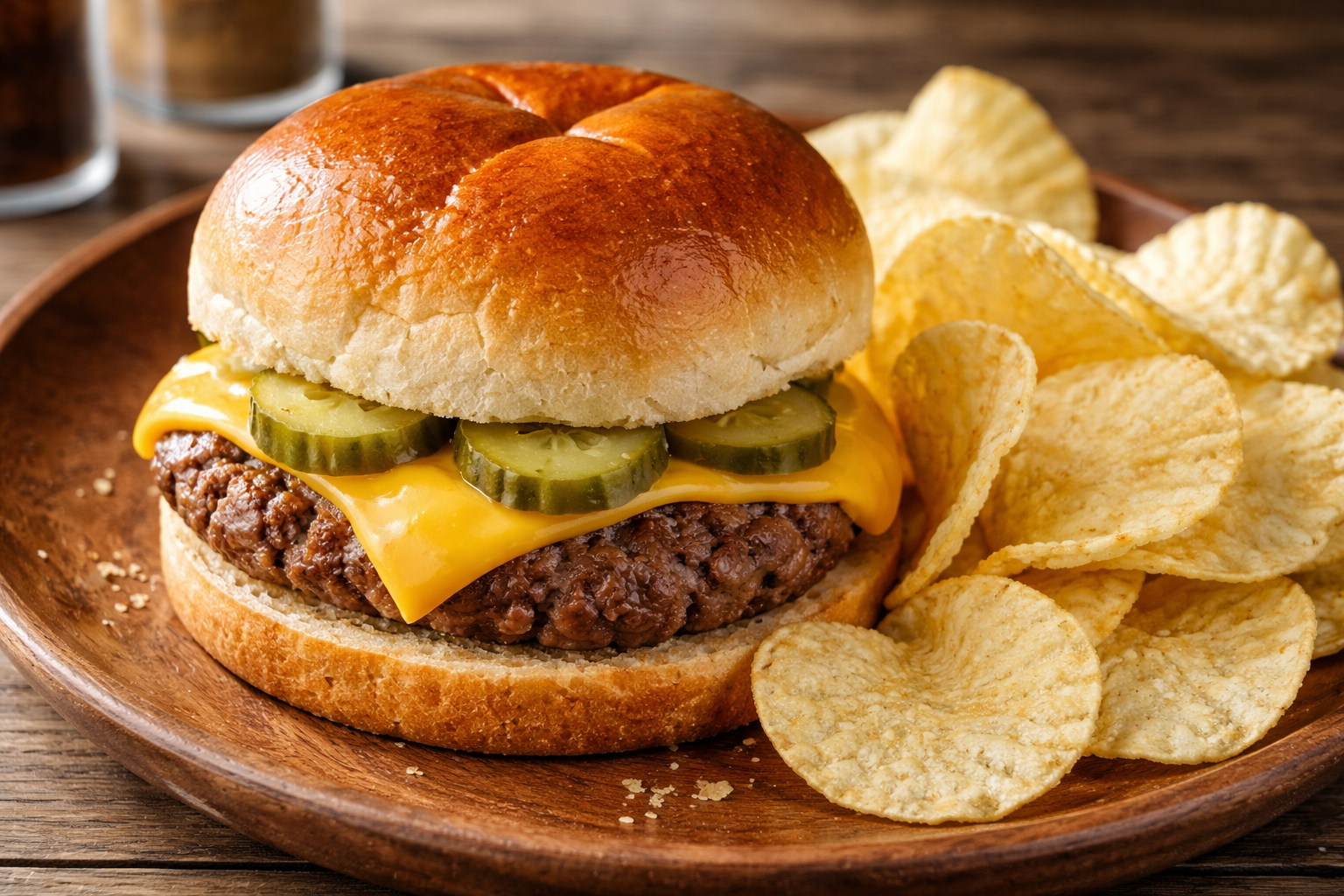 Hamburger With Chips